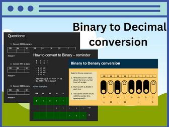 Binary to Decimal conversion lesson for KS3, Computer Science