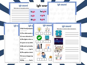 'igh' sound spelling activity workbook