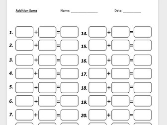 Sums: Numbers up to 20