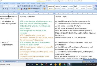 IB Business Management scheme of work - Unit 1: Business organisation and environment