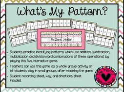 What's my Pattern? Numerical Pattern Math Station Activity/Game