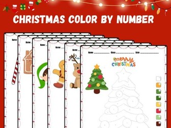 Christmas Activities Color By Number Worksheets For Kids