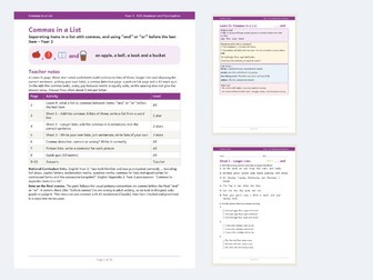 Commas in a List Year 2 Worksheets