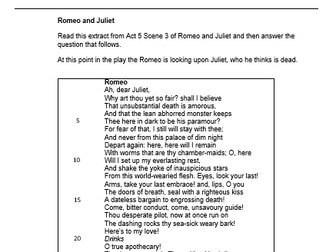 AQA English Literature - Paper 1 - Mock Romeo and Juliet Questions