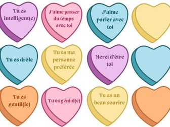 Valentine's Day Candy hearts - Kind words French