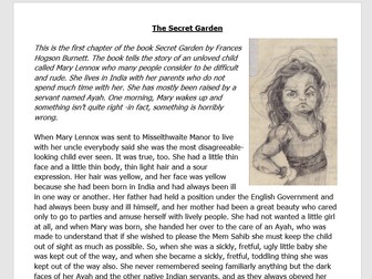 The Secret Garden Reading Comprehensions