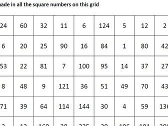 Recognising square numbers puzzle