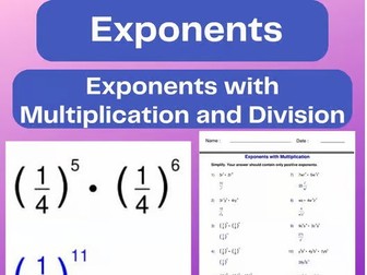 Exponents Worksheet with Multiplication and Division -simplifying -