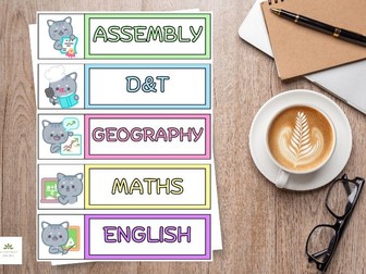 Visual timetable - bright with cats