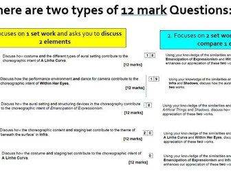 AQA GCSE Dance Section C 12 mark Questions