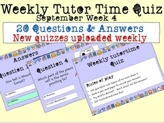 Weekly tutor time quiz - September 4