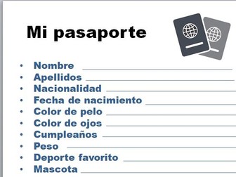 Spanish - Pasaporte, passport (personal information)