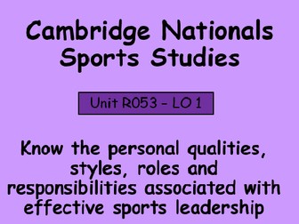 OCR-Sport Studies (R053) Sports Leadership