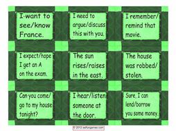 Confusing Verb Cards 4 Pages = 36 Cards