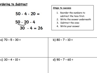 Subtraction Strategy - reordering numbers to subtract