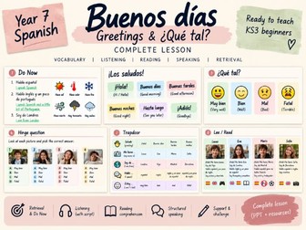 Year 7 Spanish – Greetings & ¿Qué tal? | Complete Lesson