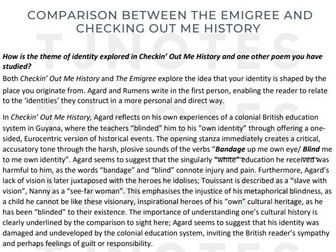 Grade 9 Essay AQA GCSE English literature Power and conflict - The Emigree & Checking out me History