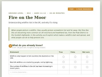 Fire on the Moor — Free KS3 Wildfire Risk Activity (UK Focus)