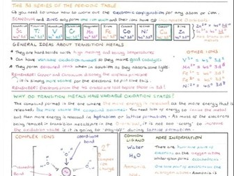 A* STUDENT EDEXCEL A LEVEL CHEMISTRY NOTES - TRANSITION METALS