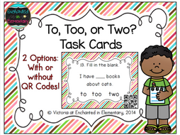 Grammar Task Cards: To, Too, or Two? Set