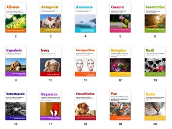 Metaphor, Irony and many more ... 22 x Literary Technique Posters