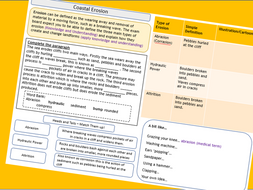 AQA 9-1 GCSE Coastal Erosion Worksheet