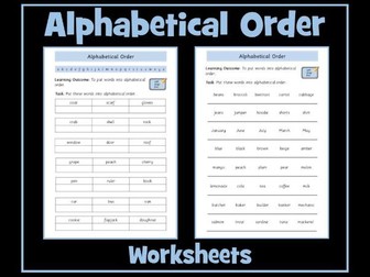 Alphabetical Order Worksheet