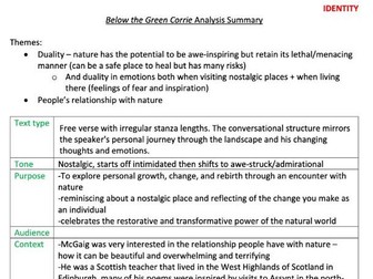 Below the Green Corrie by Norman MacCaig Poem Analysis AQA English GCSE People and Places Anthology