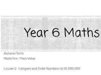 Year 6 Maths Place Value Scheme of Work- Place Value- Lesson One