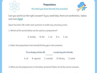 Prepositions: Worksheet with Answers and Explanations