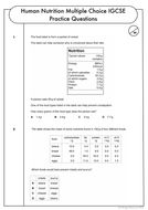 GCSE Biology: Multiple-Choice Topic Question Pack on Human Nutrition | Teaching Resources