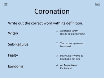 AQA (8145) Harold Godwinson's Coronation