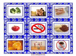 Healthy Lifestyle & Nutrition Cards 4 Pages = 36 Cards