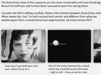 OCR Film Studies - 11 lessons covering Un Chien Andalou and l'Age d'Or (European film history unit)