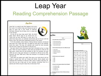Leap Year Reading Comprehension and Word Search