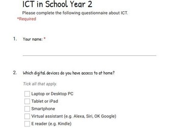 ICT Questionnaire for Primary Schools