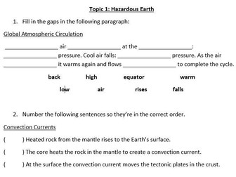 Edexcel Geography GCSE Revision Sheets Paper 1