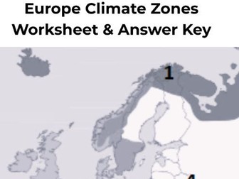Europe Climate Zones – Labeling Map Activity (With Answers)
