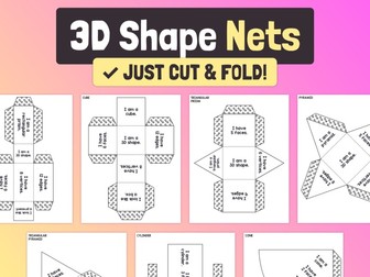 3D Shape Nets Activity | Cutout 3D Shapes Craft, Geometry 3D Shapes Center