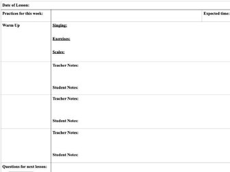 Instrumental Lessons - Planning Advice and Template