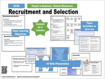 Recruitment and Selection - GCSE Business Studies - 2 Full Lessons