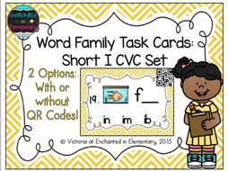 Word Family Task Cards: Short I CVC Set