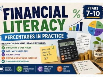 Financial Literacy: Percentages in Practice | Discounts, Tax, Profit & Interest (Years 7-10)