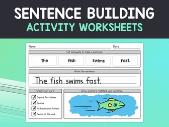 Sentence Building Worksheets | Sentence Writing & Structure, Cut & Paste