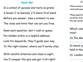 Read Me Poem and Find the Key Words in the Question