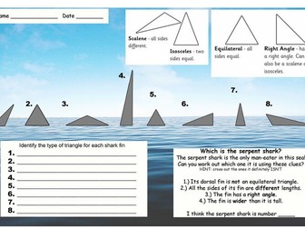 Types of triangle _ shark fin puzzle (mastery/deeper thinking maths)