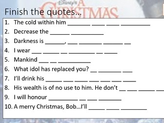 A Christmas Carol Revision Lesson