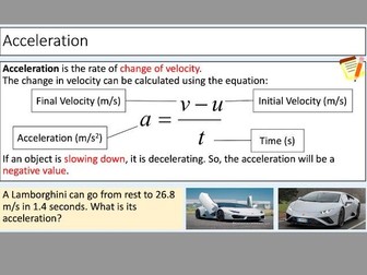 Motion- Vectors & Scalars, Distance Speed Time, Velocity & Acceleration (3 lessons)