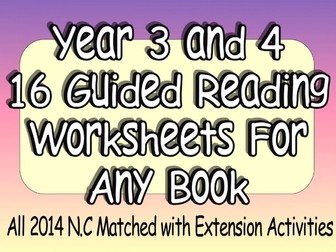 Guided Reading Style Worksheets/Activities For Any Book 2014 N.C Matched