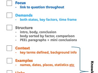 IB History Paper 2 & 3 Essay Checklist